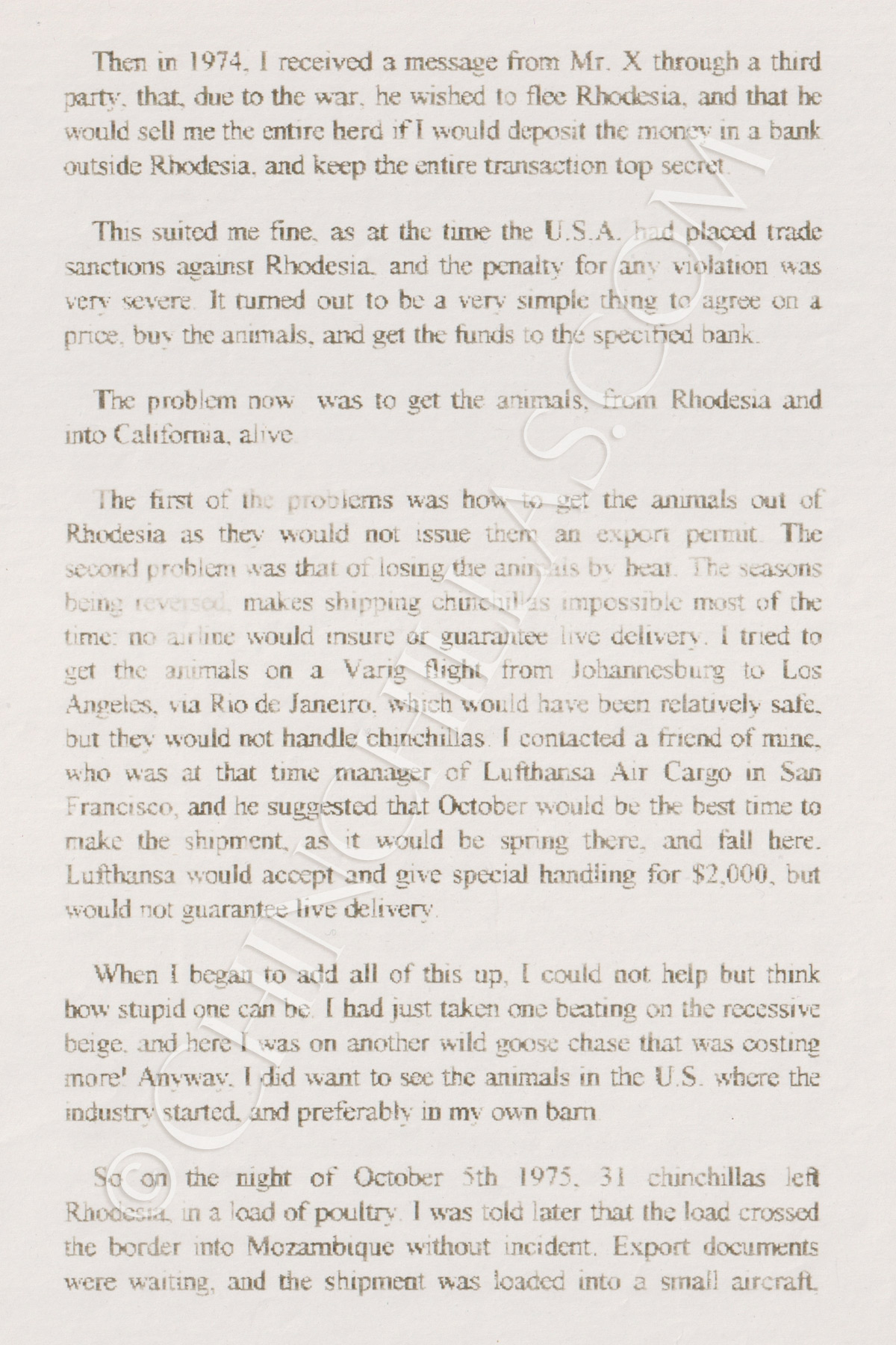 Violet Chinchilla Lloyd Sullivan Original Manuscript Account Mr X Rhodesia Africa Oakhurst California